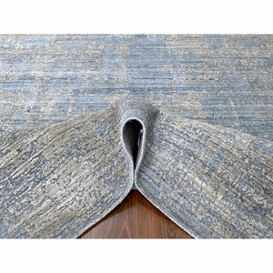 8'x10' Marengo Gray, Modern Design, Hand Loomed, Wool and Plant Based Silk, Textured Pile, Oriental Rug FWR61716