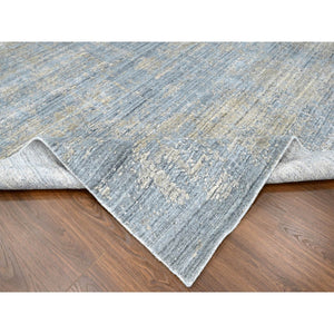 8'x10' Marengo Gray, Modern Design, Hand Loomed, Wool and Plant Based Silk, Textured Pile, Oriental Rug FWR61716