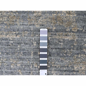 8'x10' Marengo Gray, Modern Design, Hand Loomed, Wool and Plant Based Silk, Textured Pile, Oriental Rug FWR61716