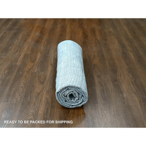 8'x10' Marengo Gray, Modern Design, Hand Loomed, Wool and Plant Based Silk, Textured Pile, Oriental Rug FWR61716