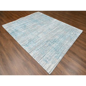 8'3"x10' Spanish Gray, Hand Loomed, Wool and Plant Based Silk, Textured Pile, Modern Design, Oriental Rug FWR61722