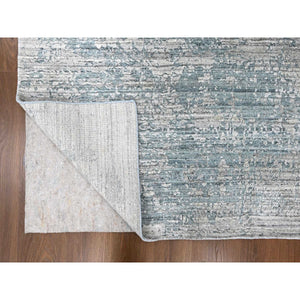 8'3"x10' Spanish Gray, Hand Loomed, Wool and Plant Based Silk, Textured Pile, Modern Design, Oriental Rug FWR61722
