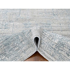 8'3"x10' Spanish Gray, Hand Loomed, Wool and Plant Based Silk, Textured Pile, Modern Design, Oriental Rug FWR61722