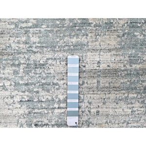 8'3"x10' Spanish Gray, Hand Loomed, Wool and Plant Based Silk, Textured Pile, Modern Design, Oriental Rug FWR61722