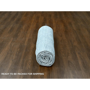 8'3"x10' Spanish Gray, Hand Loomed, Wool and Plant Based Silk, Textured Pile, Modern Design, Oriental Rug FWR61722