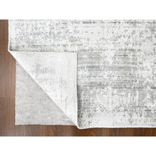Load image into Gallery viewer, 4&#39;x6&#39; Chiffon White with Gray, Modern Design, Hand Loomed, Wool and Plant Based Silk, Textured Pile, Oriental Rug FWR61728