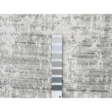 Load image into Gallery viewer, 4&#39;x6&#39; Chiffon White with Gray, Modern Design, Hand Loomed, Wool and Plant Based Silk, Textured Pile, Oriental Rug FWR61728