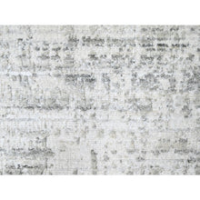 Load image into Gallery viewer, 4&#39;x6&#39; Chiffon White With Gray, Modern Design, Hand Loomed, Wool And Plant Based Silk, Textured Pile, Oriental Rug FWR61728