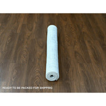Load image into Gallery viewer, 4&#39;x6&#39; Chiffon White with Gray, Modern Design, Hand Loomed, Wool and Plant Based Silk, Textured Pile, Oriental Rug FWR61728