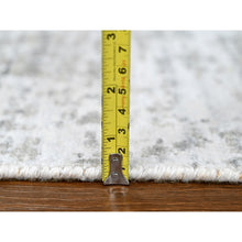 Load image into Gallery viewer, 4&#39;x6&#39; Chiffon White with Gray, Modern Design, Hand Loomed, Wool and Plant Based Silk, Textured Pile, Oriental Rug FWR61728