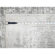 Load image into Gallery viewer, 4&#39;x6&#39; Chiffon White With Gray, Modern Design, Hand Loomed, Wool And Plant Based Silk, Textured Pile, Oriental Rug FWR61728
