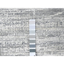 Load image into Gallery viewer, 4&#39;2&quot;x6&#39; Misty Gray, Wool and Plant Based Silk, Hand Loomed, Textured Pile, Modern Design, Oriental Rug FWR61734