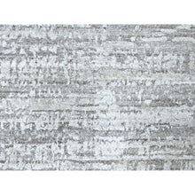 Load image into Gallery viewer, 4&#39;2&quot;x6&#39; Misty Gray, Wool And Plant Based Silk, Hand Loomed, Textured Pile, Modern Design, Oriental Rug FWR61734