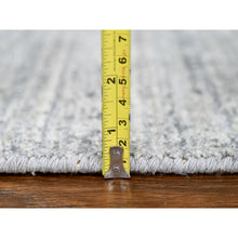 Load image into Gallery viewer, 4&#39;2&quot;x6&#39; Misty Gray, Wool and Plant Based Silk, Hand Loomed, Textured Pile, Modern Design, Oriental Rug FWR61734