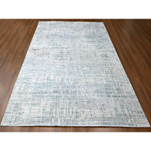 Load image into Gallery viewer, 9&#39;4&quot;x13&#39;6&quot; Storm Gray, Modern Design, Hand Loomed, Wool and Plant Based Silk, Textured Pile, Oriental Rug FWR61740