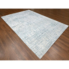 Load image into Gallery viewer, 9&#39;4&quot;x13&#39;6&quot; Storm Gray, Modern Design, Hand Loomed, Wool and Plant Based Silk, Textured Pile, Oriental Rug FWR61740