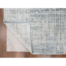 Load image into Gallery viewer, 9&#39;4&quot;x13&#39;6&quot; Storm Gray, Modern Design, Hand Loomed, Wool and Plant Based Silk, Textured Pile, Oriental Rug FWR61740