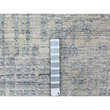 Load image into Gallery viewer, 9&#39;4&quot;x13&#39;6&quot; Storm Gray, Modern Design, Hand Loomed, Wool and Plant Based Silk, Textured Pile, Oriental Rug FWR61740