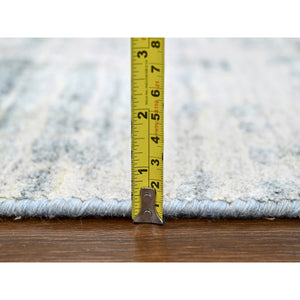 9'4"x13'6" Storm Gray, Modern Design, Hand Loomed, Wool and Plant Based Silk, Textured Pile, Oriental Rug FWR61740