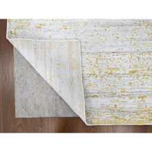 Load image into Gallery viewer, 9&#39;10&quot;x13&#39;10&quot; Macaroon Yellow, Hand Loomed, Wool and Plant Based Silk, Textured Pile, Modern Design, Oriental Rug FWR61746