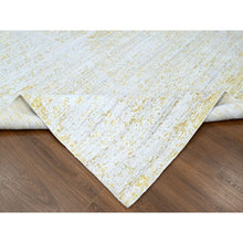 Load image into Gallery viewer, 9&#39;10&quot;x13&#39;10&quot; Macaroon Yellow, Hand Loomed, Wool and Plant Based Silk, Textured Pile, Modern Design, Oriental Rug FWR61746