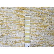 Load image into Gallery viewer, 9&#39;10&quot;x13&#39;10&quot; Macaroon Yellow, Hand Loomed, Wool and Plant Based Silk, Textured Pile, Modern Design, Oriental Rug FWR61746