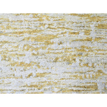 Load image into Gallery viewer, 9&#39;10&quot;x13&#39;10&quot; Macaroon Yellow, Hand Loomed, Wool And Plant Based Silk, Textured Pile, Modern Design, Oriental Rug FWR61746