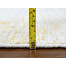 Load image into Gallery viewer, 9&#39;10&quot;x13&#39;10&quot; Macaroon Yellow, Hand Loomed, Wool and Plant Based Silk, Textured Pile, Modern Design, Oriental Rug FWR61746