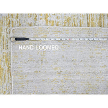 Load image into Gallery viewer, 9&#39;10&quot;x13&#39;10&quot; Macaroon Yellow, Hand Loomed, Wool and Plant Based Silk, Textured Pile, Modern Design, Oriental Rug FWR61746