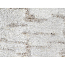 Load image into Gallery viewer, 9&#39;10&quot;x13&#39;10&quot; Bone White, Flat Weave With Pile, Modern Design, Hand Knotted, 100% Wool, Oriental Rug FWR61752