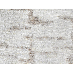 9'10"x13'10" Bone White, Flat Weave With Pile, Modern Design, Hand Knotted, 100% Wool, Oriental Rug FWR61752