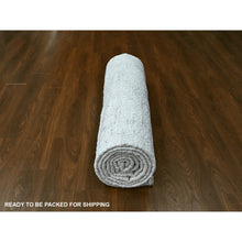 Load image into Gallery viewer, 9&#39;10&quot;x13&#39;10&quot; Bone White, Flat Weave With Pile, Modern Design, Hand Knotted, 100% Wool, Oriental Rug FWR61752