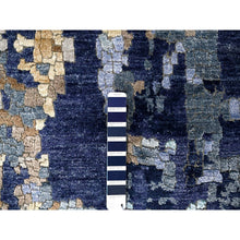 Load image into Gallery viewer, 10&#39;x13&#39;10&quot; Shades of Blue with Gold, Modern Mosaic Design, Hand Knotted, Persian Knot, Denser Weave, Wool and Silk, Oriental Rug FWR61758