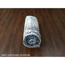 Load image into Gallery viewer, 10&#39;x13&#39;10&quot; Shades of Blue with Gold, Modern Mosaic Design, Hand Knotted, Persian Knot, Denser Weave, Wool and Silk, Oriental Rug FWR61758