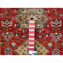 Load image into Gallery viewer, 2&#39;7&quot;x8&#39;2&quot; Crimson Red, Karajeh Design With Geometric Medallions, Hand Knotted, Soft Wool, Runner, Oriental Rug FWR61770