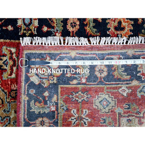 2'7"x8'2" Crimson Red, Karajeh Design with Geometric Medallions, Hand Knotted, Soft Wool, Runner, Oriental Rug FWR61770