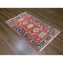 Load image into Gallery viewer, 3&#39;x5&#39; Candy Red, Karajeh Design With Geometric Medallions, Hand Knotted, Soft Wool, Oriental Rug FWR61788