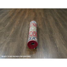 Load image into Gallery viewer, 3&#39;x5&#39; Candy Red, Karajeh Design With Geometric Medallions, Hand Knotted, Soft Wool, Oriental Rug FWR61788