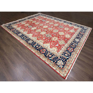 12'x15' Ajax Red, Karajeh Design with Tribal Medallions, Hand Knotted, 100% Wool, XL, Oversized, Oriental Rug FWR61794