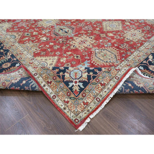 12'x15' Ajax Red, Karajeh Design with Tribal Medallions, Hand Knotted, 100% Wool, XL, Oversized, Oriental Rug FWR61794