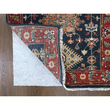 Load image into Gallery viewer, 2&#39;7&quot;x6&#39; Navy Blue, Karajeh Design With Tribal Medallions, Hand Knotted, Soft Wool, Runner, Oriental Rug Sh10302