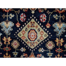 Load image into Gallery viewer, 2&#39;7&quot;x6&#39; Navy Blue, Karajeh Design With Tribal Medallions, Hand Knotted, Soft Wool, Runner, Oriental Rug Sh10302