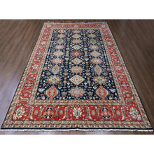 Load image into Gallery viewer, 10&#39;1&quot;x13&#39;10&quot; Yale Blue, Karajeh Design with Geometric Medallions, Hand Knotted, Soft Wool, Oriental Rug FWR61818