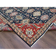 Load image into Gallery viewer, 10&#39;1&quot;x13&#39;10&quot; Yale Blue, Karajeh Design With Geometric Medallions, Hand Knotted, Soft Wool, Oriental Rug FWR61818