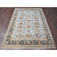 Load image into Gallery viewer, 9&#39;x11&#39;10&quot; Oyster Gray, Karajeh Design with Geometric Medallions, Hand Knotted, Pure Wool, Oriental Rug FWR61824