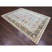 Load image into Gallery viewer, 9&#39;x11&#39;10&quot; Oyster Gray, Karajeh Design with Geometric Medallions, Hand Knotted, Pure Wool, Oriental Rug FWR61824