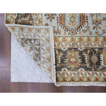 Load image into Gallery viewer, 9&#39;x11&#39;10&quot; Oyster Gray, Karajeh Design with Geometric Medallions, Hand Knotted, Pure Wool, Oriental Rug FWR61824