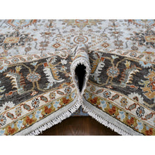 Load image into Gallery viewer, 9&#39;x11&#39;10&quot; Oyster Gray, Karajeh Design With Geometric Medallions, Hand Knotted, Pure Wool, Oriental Rug FWR61824