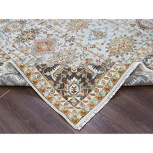 Load image into Gallery viewer, 9&#39;x11&#39;10&quot; Oyster Gray, Karajeh Design with Geometric Medallions, Hand Knotted, Pure Wool, Oriental Rug FWR61824