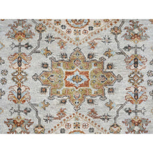 Load image into Gallery viewer, 9&#39;x11&#39;10&quot; Oyster Gray, Karajeh Design with Geometric Medallions, Hand Knotted, Pure Wool, Oriental Rug FWR61824